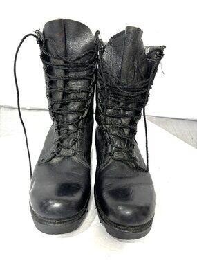 Vtg RO Search 2 - 88 Military Combat  Bk Leather Lace up Boots Sz 10